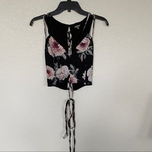 Black floral crop top